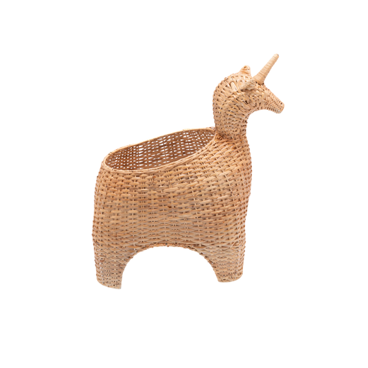 Panier licorne Kylan en rotin naturel tressé à la main fond transparent