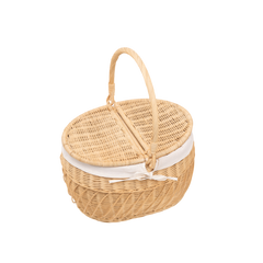 Kaigio - Panier pique-nique en rotin tressé main sur fond transparent – Produit artisanal fait à la main · Kuênia