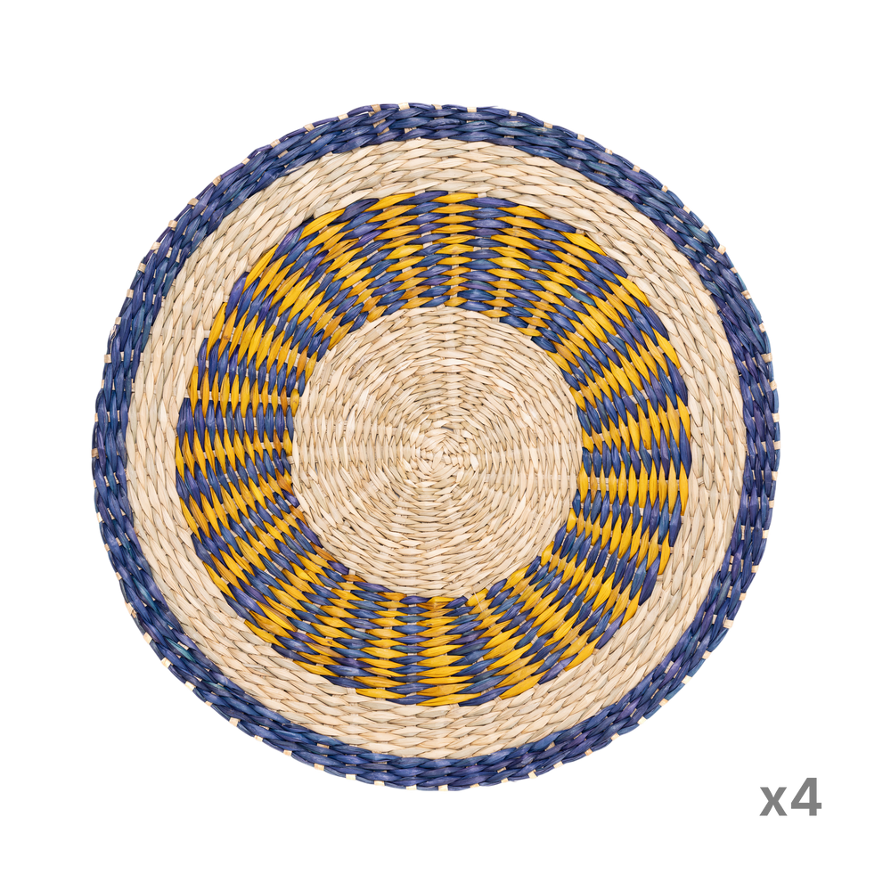 Oasis Marine - Set de table rond en jonc de mer tressé. fond transparent – Produit artisanal fait à la main · Kuênia