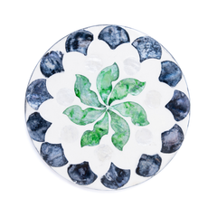 Éclosion de Jade - Boxed set of 6 coasters all mother-of-pearl, green and black botanical pattern – view 2 – Handcrafted product, handmade · Kuênia