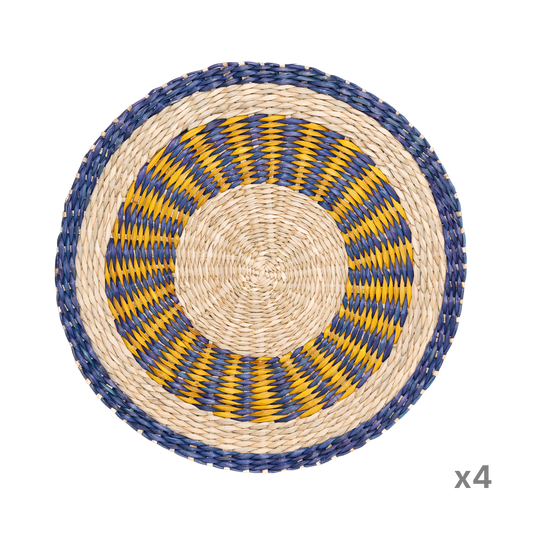 Oasis Marine - Set de table rond en jonc de mer tressé. fond transparent – Produit artisanal fait à la main · Kuênia